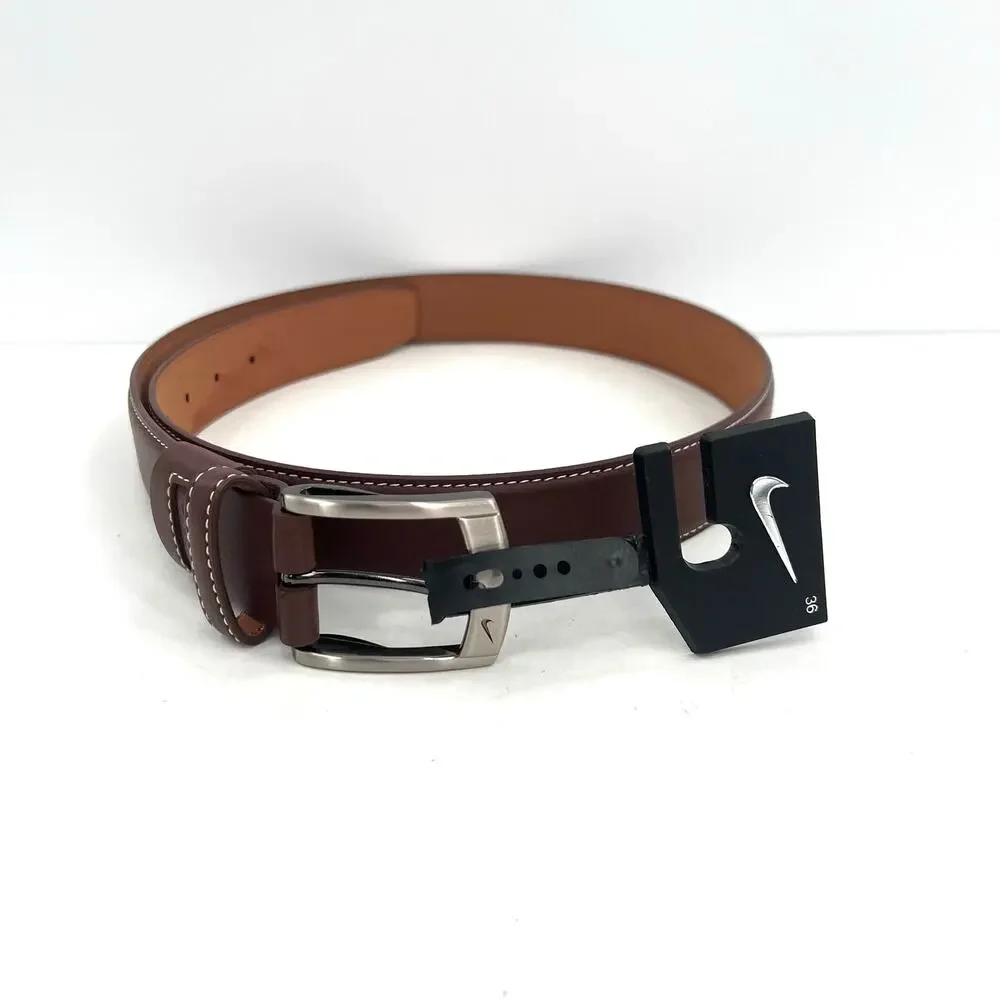 Nike double stitch logo square buckle men’s belt